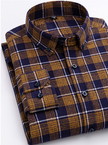 Cotton Plaid Shirt Men's Long-Sleeved Cotton Fleece Shirt