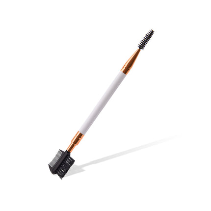 Single double-ended makeup brush and eyelash brush