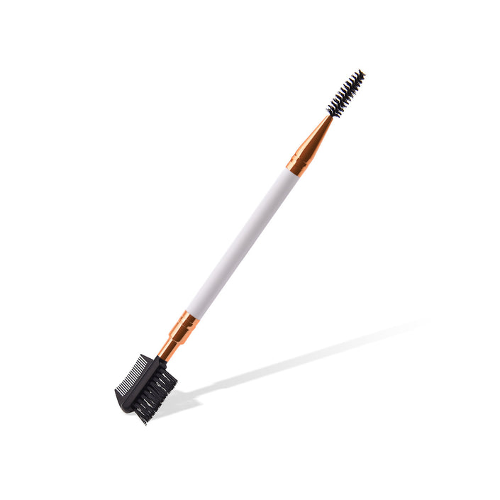 Single double-ended makeup brush and eyelash brush