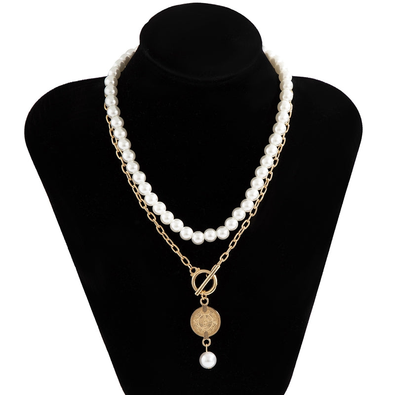Exaggerated Baroque Shaped Imitation Pearl Necklace Personality Tassel is