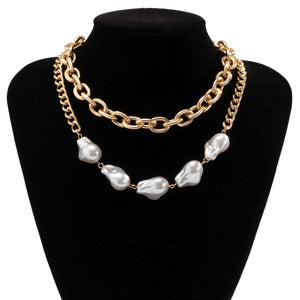 Exaggerated Baroque Shaped Imitation Pearl Necklace Personality Tassel is
