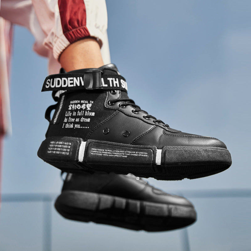 Street Dance Hip Hop Board Shoes High-top Air Force Thick-soled Leather Waterproof Men's Shoes