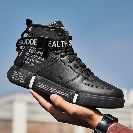 Street Dance Hip Hop Board Shoes High-top Air Force Thick-soled Leather Waterproof Men's Shoes