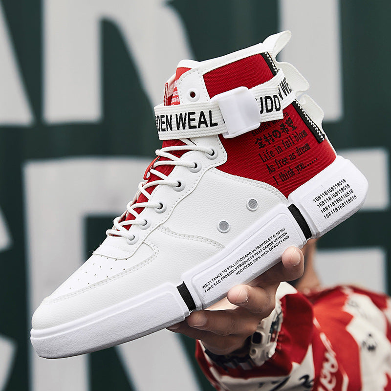 Street Dance Hip Hop Board Shoes High-top Air Force Thick-soled Leather Waterproof Men's Shoes