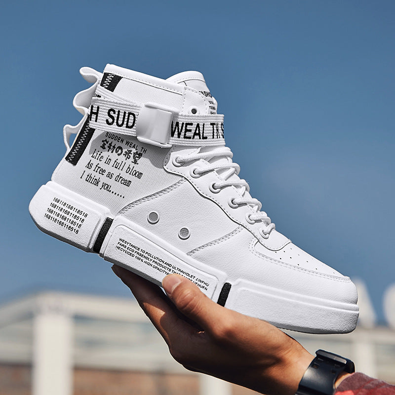 Street Dance Hip Hop Board Shoes High-top Air Force Thick-soled Leather Waterproof Men's Shoes