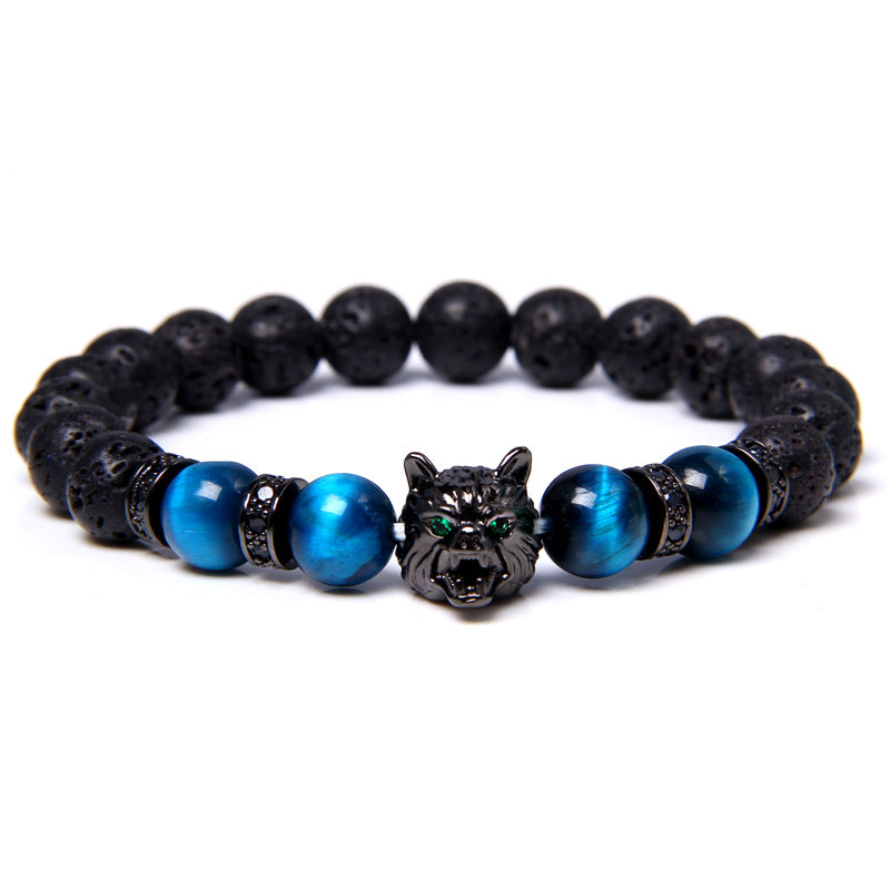 Natural Tiger's Eye Stone Bracelet With Jeweled Beads