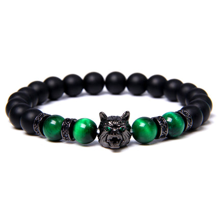 Natural Tiger's Eye Stone Bracelet With Jeweled Beads