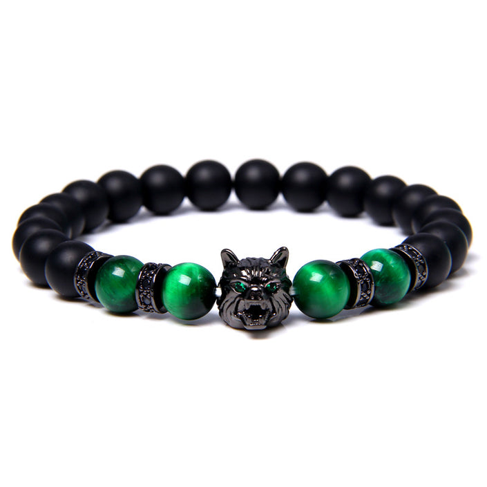 Natural Tiger's Eye Stone Bracelet With Jeweled Beads