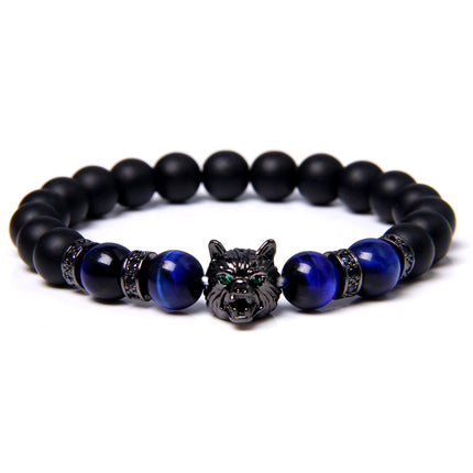 Natural Tiger's Eye Stone Bracelet With Jeweled Beads