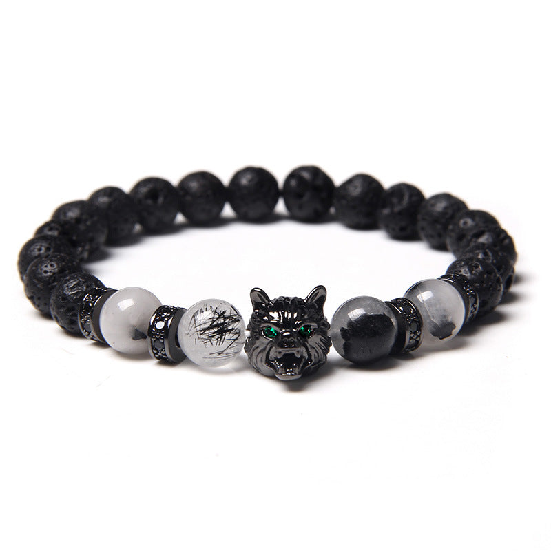 Natural Tiger's Eye Stone Bracelet With Jeweled Beads