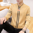 New mens printed long-sleeved T-shirt teen round neck bottom top fashion casual mens clothing