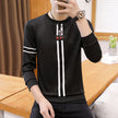 New mens printed long-sleeved T-shirt teen round neck bottom top fashion casual mens clothing
