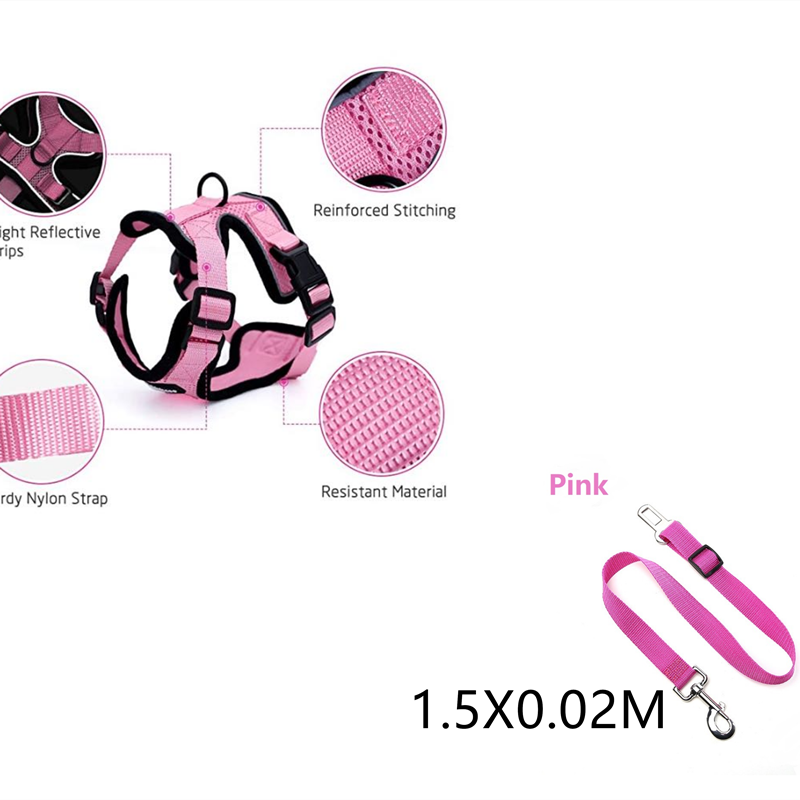Cat Vest Harness And Car Seat Belt Adapter Adjustable Reflective Cat Harness Soft
