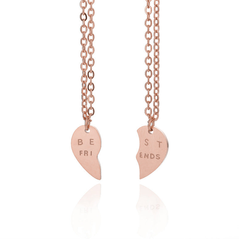 Pendant Best Friend Two Petal Love Stitching Necklace For Girlfriends