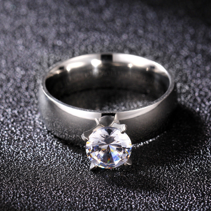 Titanium Steel Diamond Couple Ring, European And American Gold-Plated Men's And Women's Ring, Gold Stainless Steel Jewelry Wholesale