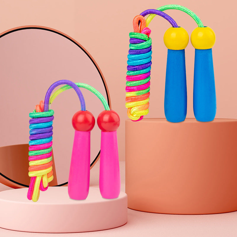 Wooden Colorful Skipping Rope Outdoor Sports Beginner Kids Adjustable Skipping Rope