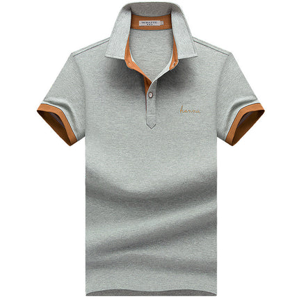 Summer Men''s Short Sleeve T-Shirt Cotton Lapel Polo Men''s Fashion Men''s Half Sleeve Business Collar T-Shirt