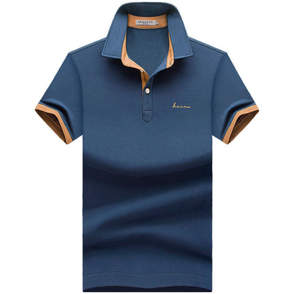 Summer Men''s Short Sleeve T-Shirt Cotton Lapel Polo Men''s Fashion Men''s Half Sleeve Business Collar T-Shirt