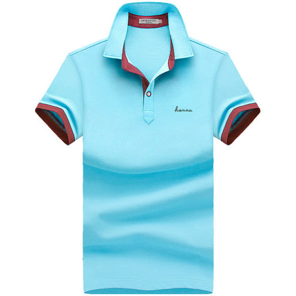 Summer Men''s Short Sleeve T-Shirt Cotton Lapel Polo Men''s Fashion Men''s Half Sleeve Business Collar T-Shirt