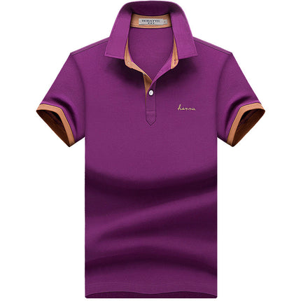 Summer Men''s Short Sleeve T-Shirt Cotton Lapel Polo Men''s Fashion Men''s Half Sleeve Business Collar T-Shirt
