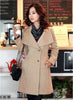 Woolen Women's Coat Mid Length Single Breasted Belted Woolen Coat
