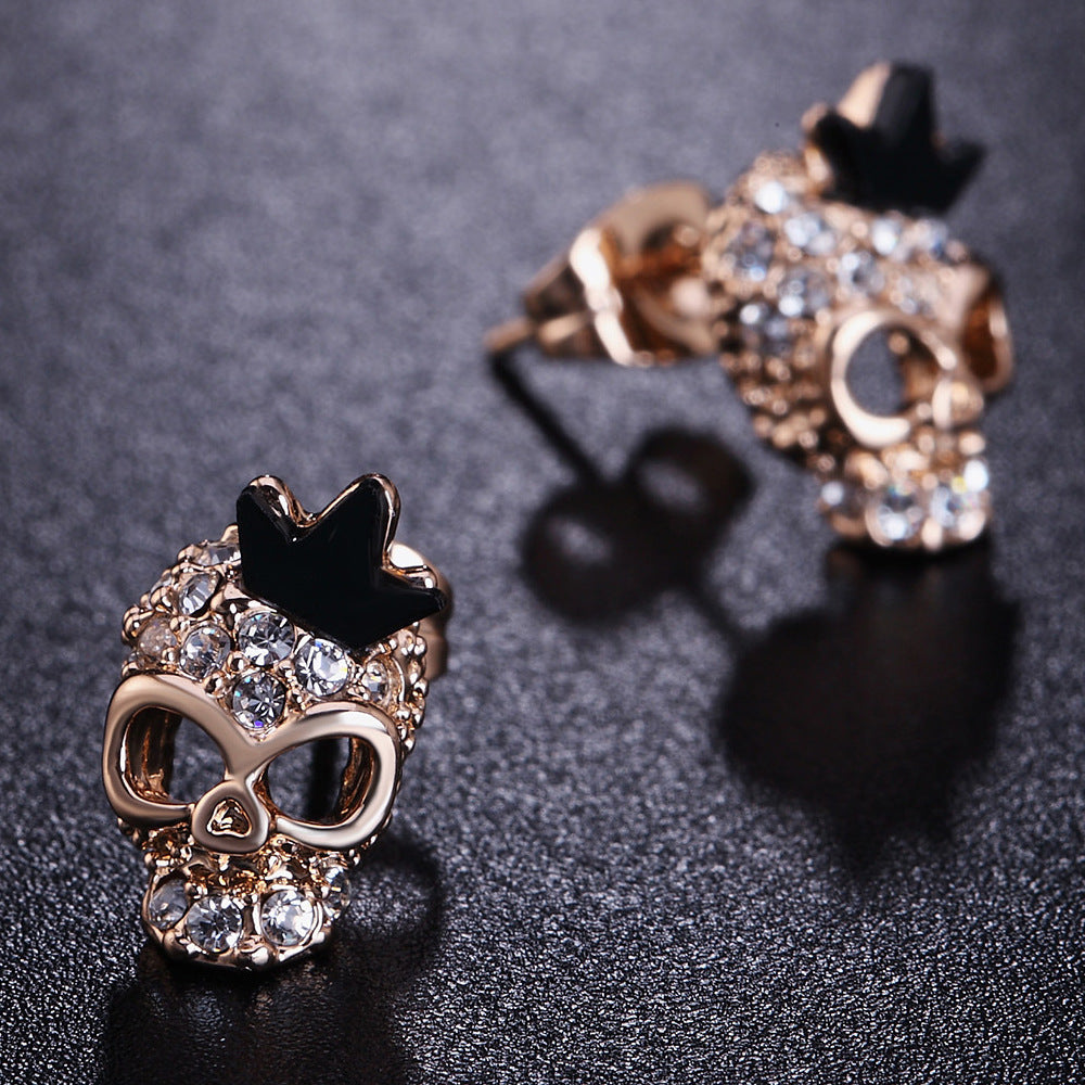 Fashion Personality Skull Earrings Gold-plated Zircon Earrings