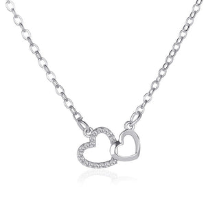 Love Necklace Temperament Double Peach Heart Pendant Clavicle Chain
