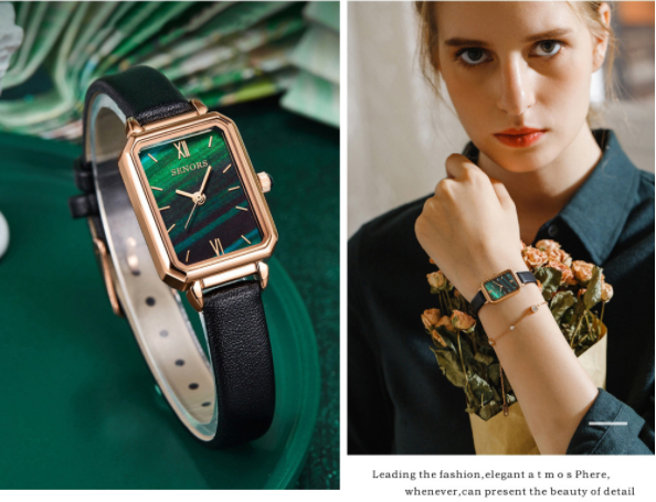 Ladies Watch Malachite Green Small Green Watch Fashion Retro Square Waterproof Female Watch