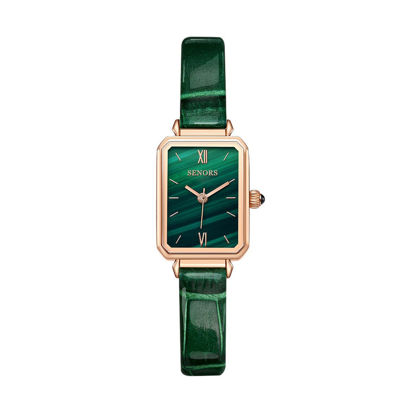 Ladies Watch Malachite Green Small Green Watch Fashion Retro Square Waterproof Female Watch