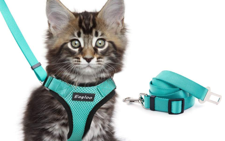 Cat Vest Harness And Car Seat Belt Adapter Adjustable Reflective Cat Harness Soft