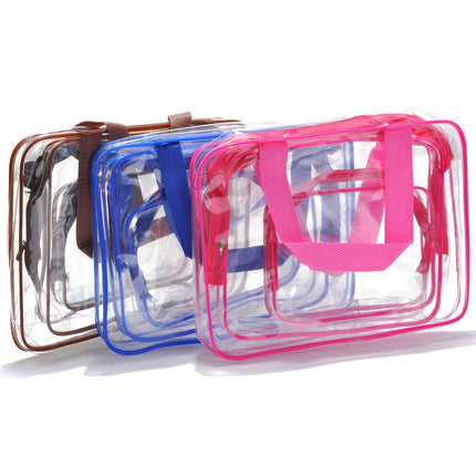 Amazon S Explosive Transparent Fashion Pvc Travel Storage Bag Three Piece Toiletry Bag Logo Can Be Printed