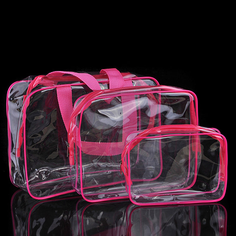 Amazon S Explosive Transparent Fashion Pvc Travel Storage Bag Three Piece Toiletry Bag Logo Can Be Printed