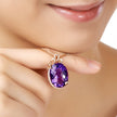 European and American Luxury Carat Synthetic Amethyst Pendant Inlaid with Colored Gemstone Necklace Female 18K Gold Plated Amethyst Pendant