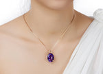 European and American Luxury Carat Synthetic Amethyst Pendant Inlaid with Colored Gemstone Necklace Female 18K Gold Plated Amethyst Pendant