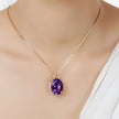European and American Luxury Carat Synthetic Amethyst Pendant Inlaid with Colored Gemstone Necklace Female 18K Gold Plated Amethyst Pendant