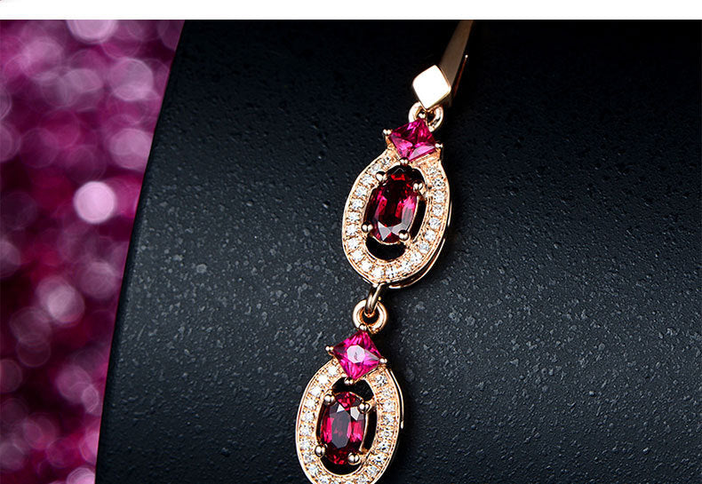 Color Treasure Series European And American Luxury Noble Creative Gold-Plated Bracelet With Red Gemstone Wholesale Silver Jewelry