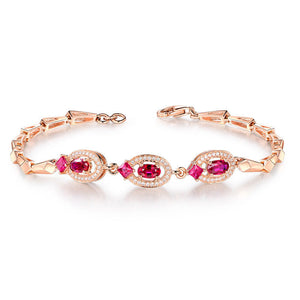 Color Treasure Series European And American Luxury Noble Creative Gold-Plated Bracelet With Red Gemstone Wholesale Silver Jewelry