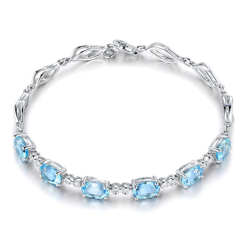 Cross-Border Hot Style Low-Luxury Blue Crystal Bracelet Mori Series Sapphire Bracelet Love Gift For Couples Blue Diamond Bracelet Female