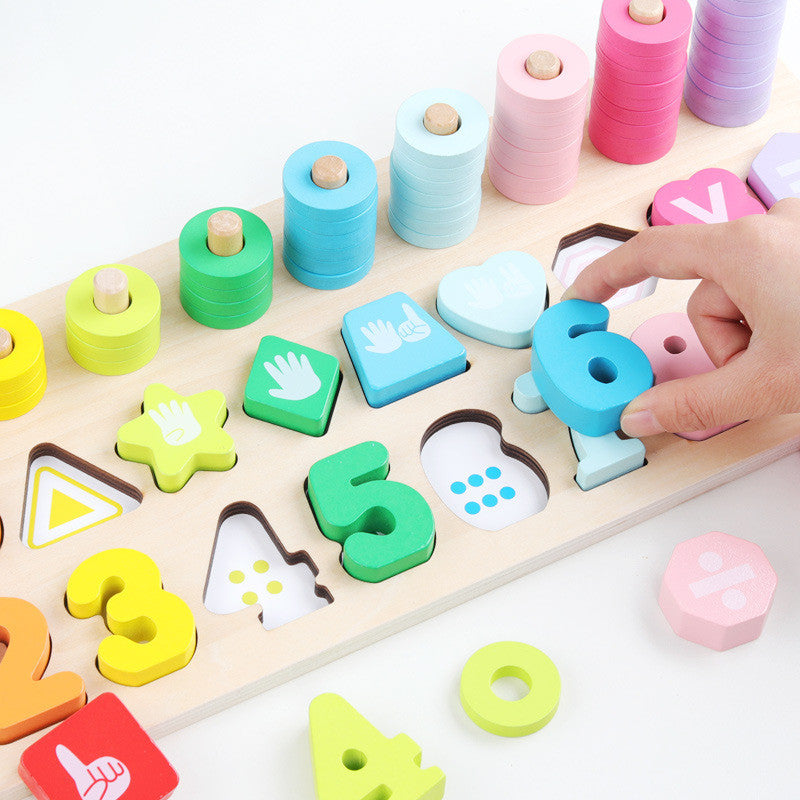 Number Puzzle Shape Matching Puzzle Wooden Teaching Aid Teaching Toy Puzzle
