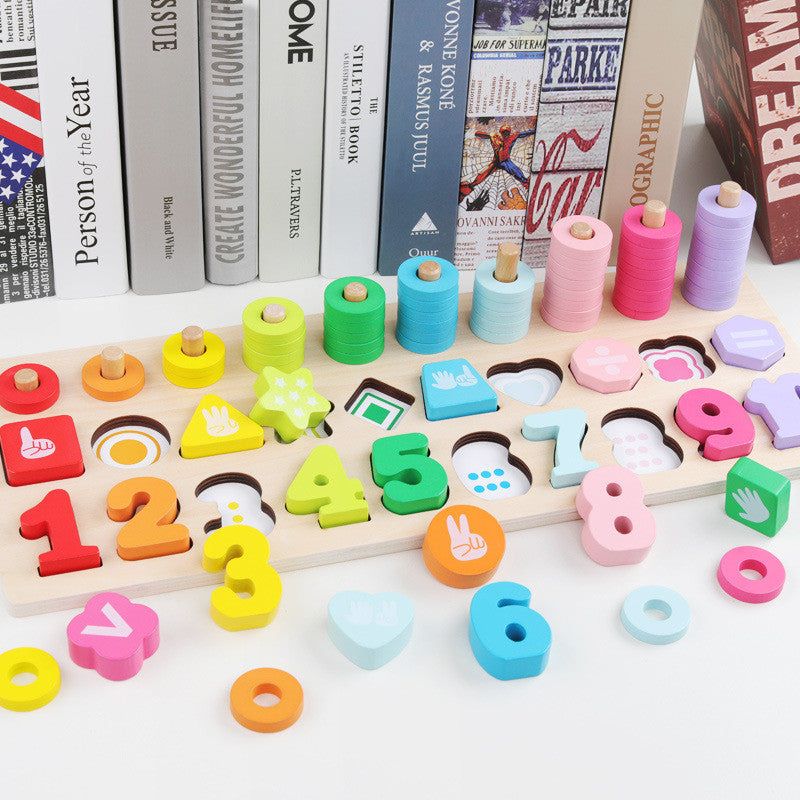 Number Puzzle Shape Matching Puzzle Wooden Teaching Aid Teaching Toy Puzzle
