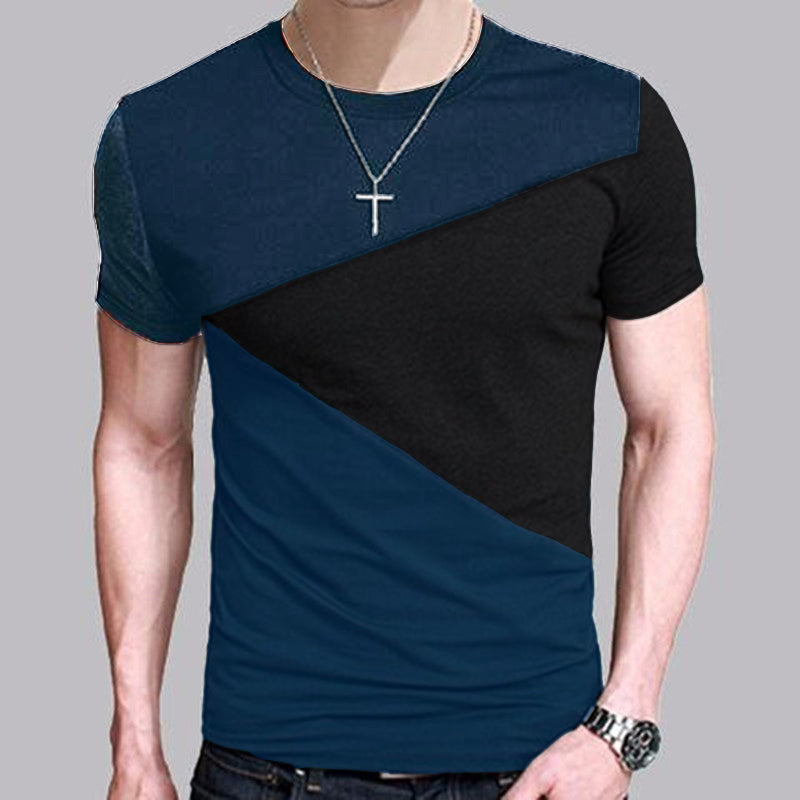 Round Neck Short-Sleeved T-Shirt Men'S Color Matching Men'S T-Shirt Clothes