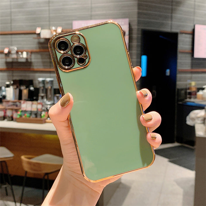 Compatible with Apple , Luxury Gold Plated Case Silicone Stripes Electroplated Cover