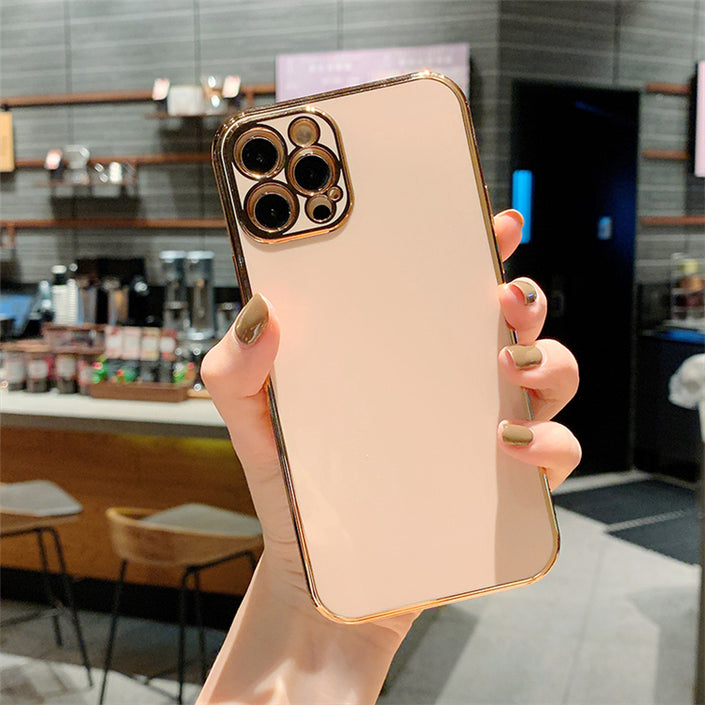 Compatible with Apple , Luxury Gold Plated Case Silicone Stripes Electroplated Cover