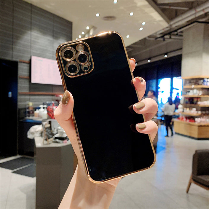 Compatible with Apple , Luxury Gold Plated Case Silicone Stripes Electroplated Cover