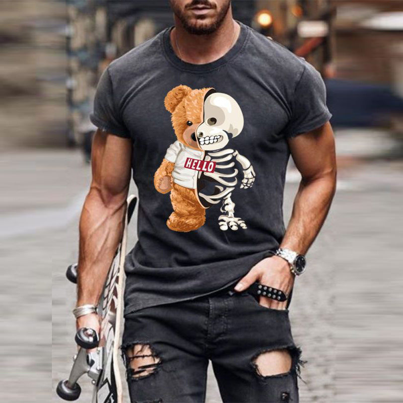 Teddy Bear Fashion Collarless Black t-Shirt tops