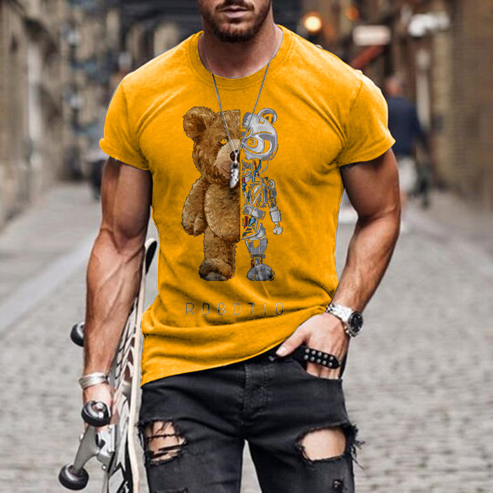 Teddy Bear Fashion Collarless Black t-Shirt tops