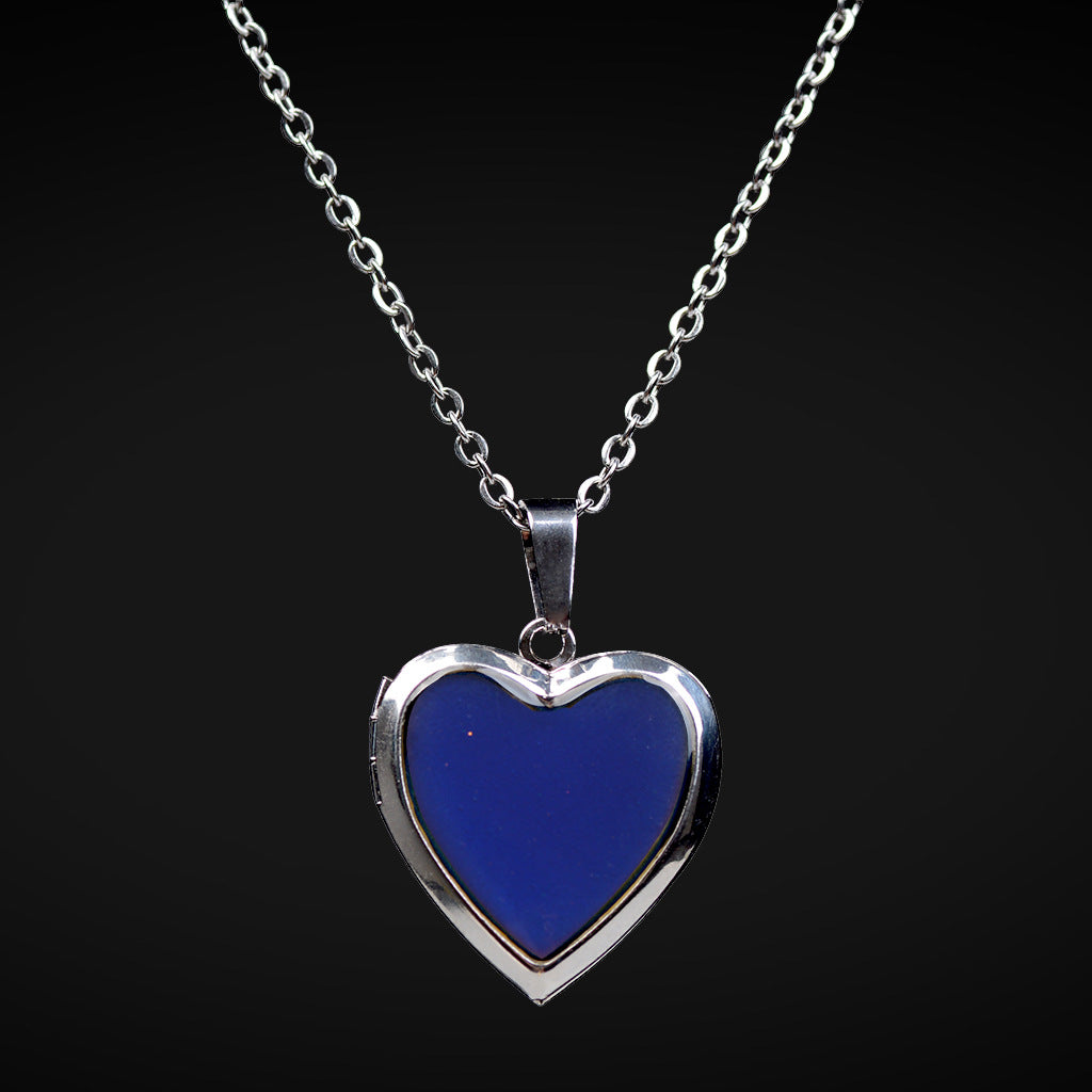 Fashion Warm Mood Color Changing Necklace Love Heart Photo Box Emotion Necklace
