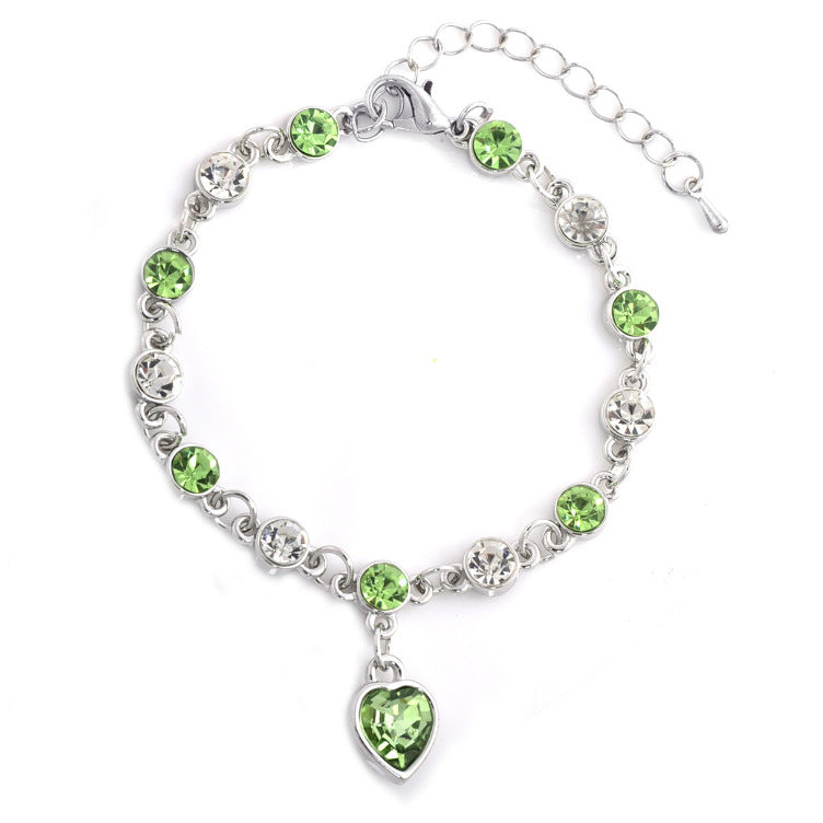 Alloy Peach Heart Love Crystal Bracelet