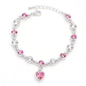 Alloy Peach Heart Love Crystal Bracelet