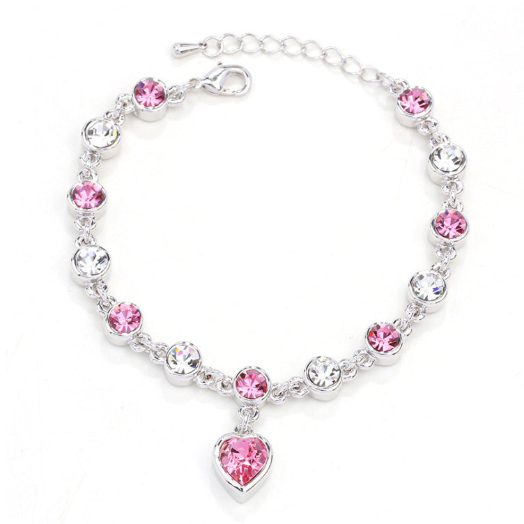 Alloy Peach Heart Love Crystal Bracelet